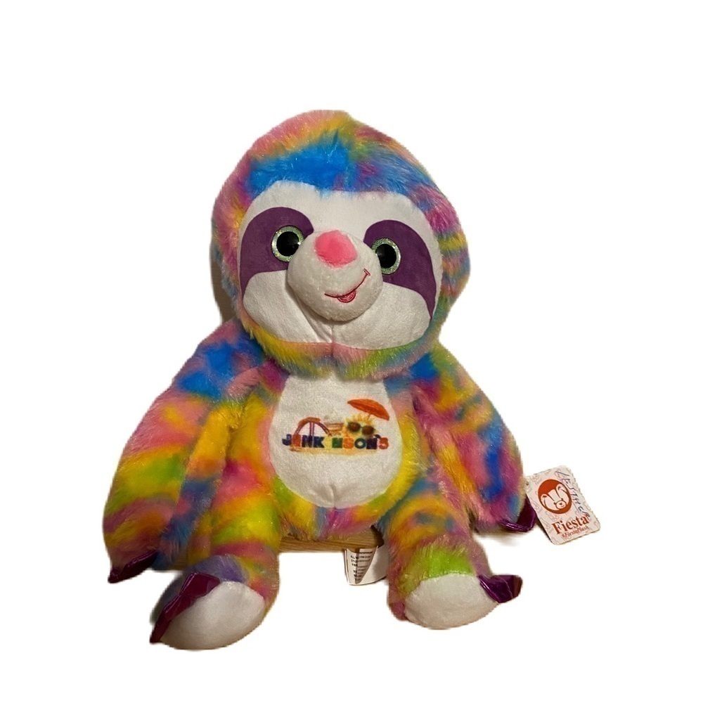 Fiesta Rainbow Sloth Stuffed Animal Plush White Purple Green NEW Jenkinson’s